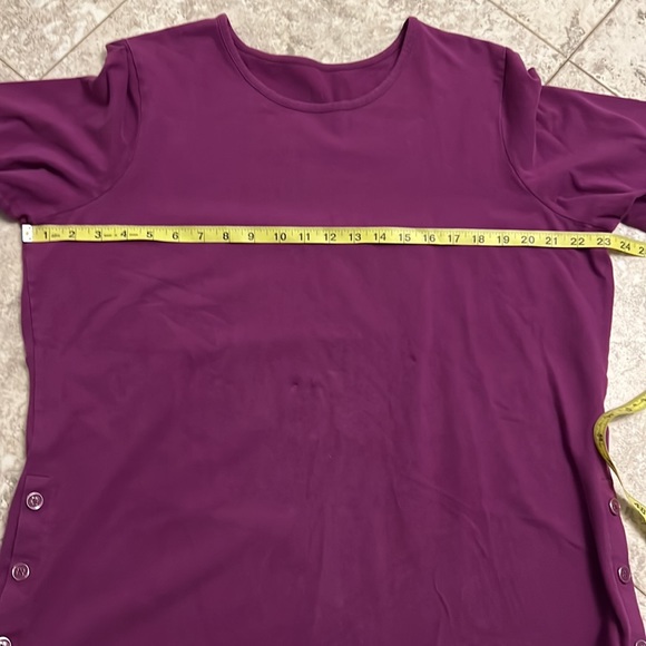Denim & Company teal and purple 3/4 sleeve length casual soft stretchy shirts 2 - Picture 9 of 10